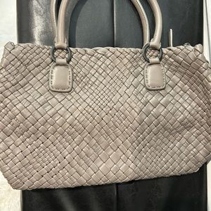 Falor Woven Italian Leather Handbag Beige large